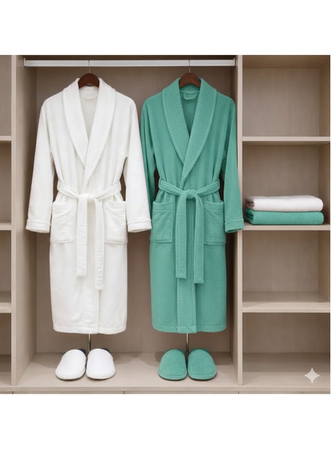 8-Piece Cotton 100 % Bathrobe Set for 8  - Ultra Soft & Absorbent - Elegant Wedding Gift Box